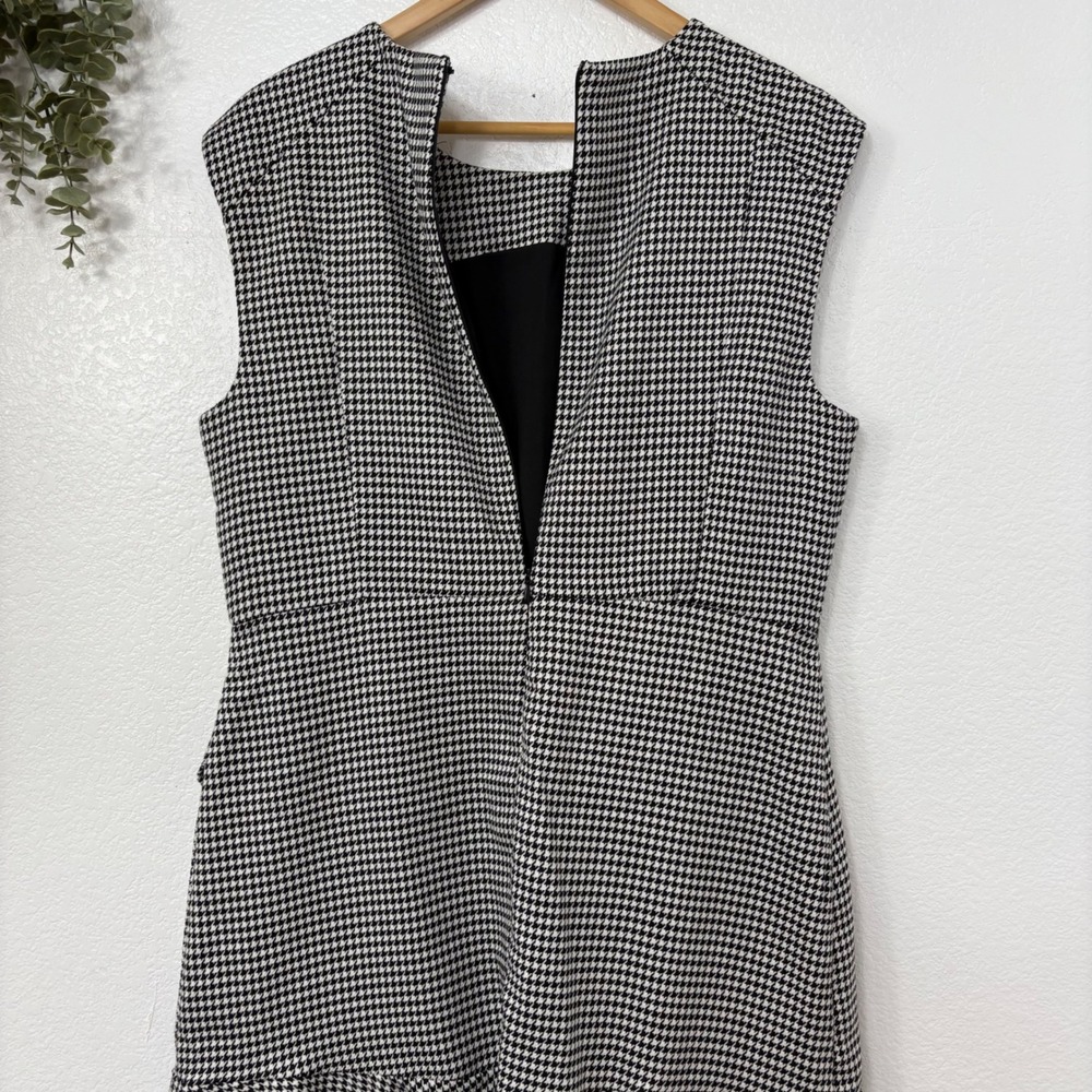 Halogen Women's Houndstooth Sleeveless Ruffle Hem Mini Dress - Size large - Picture 6 of 7